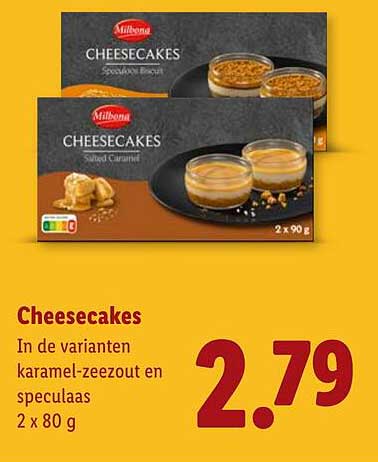Cheesecakes In de varianten karamel-zeezout en speculaas 2 x 80 g