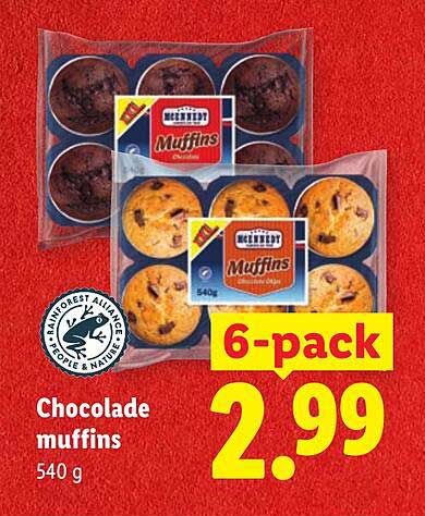 Chocolade muffins 540 g 6-pack