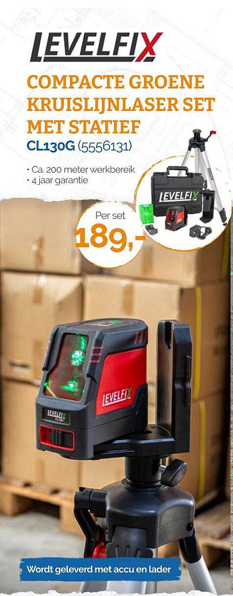 COMPACTE GROENE KRUISLIJNLASER SET MET STATIEF CL130G (5556131)
