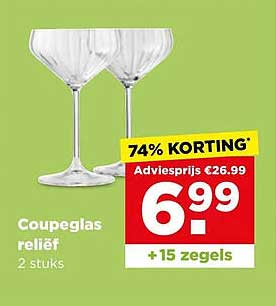 Coupeglas reliëf 2 stuks