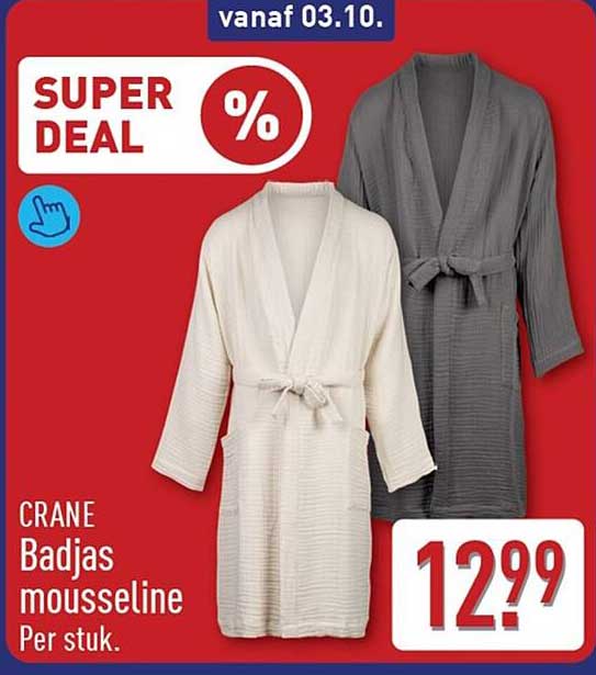CRANE Badjas mousseline Per stuk.