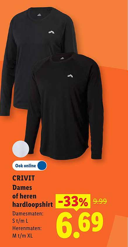 CRIVIT Dames of heren hardloopshirt -33%