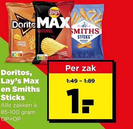 Doritos, Lay’s Max en Smiths Sticks