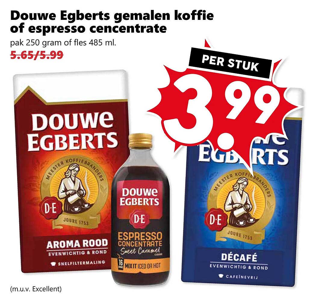 Douwe Egberts gemalen koffie of espresso concentrate