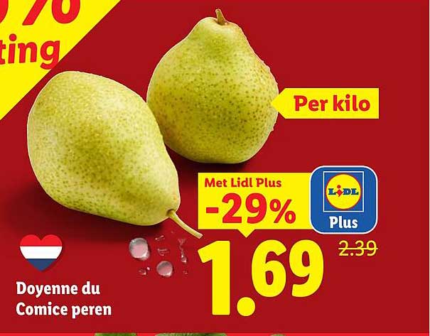 Doyenne du Comice peren Per kilo Met Lidl Plus -29%
