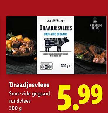 Draadjesvlees Sous-vide gegaard rundvlees 300 g