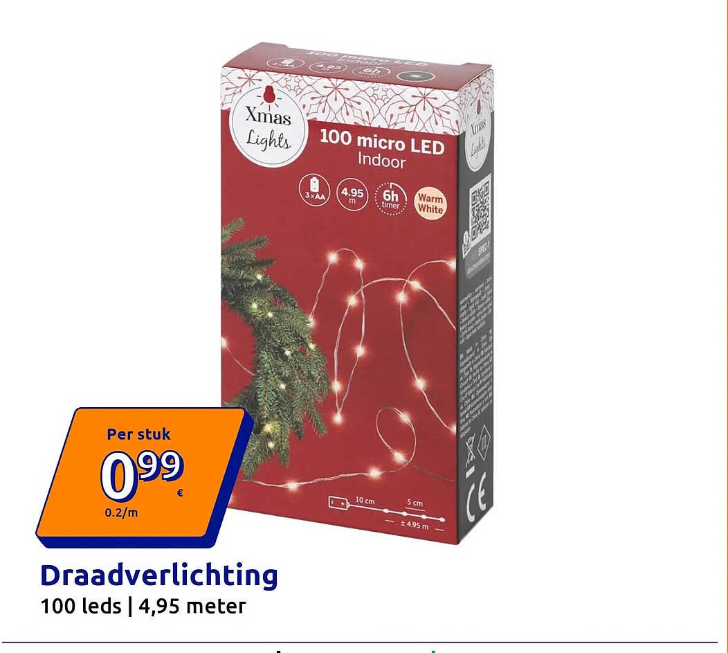 Draadverlichting 100 leds | 4,95 meter