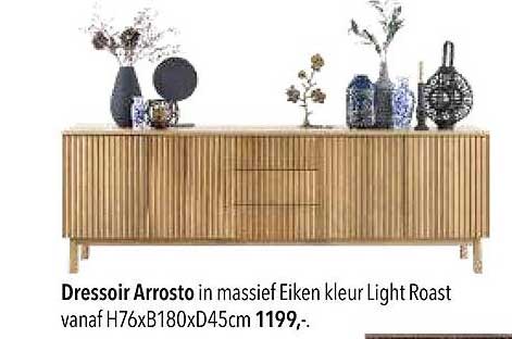 Dressoir Arrosto in massief Eiken kleur Light Roast