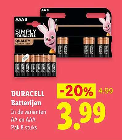 DURACELL Batterijen In de varianten AA en AAA Pak 8 stuks -20%
