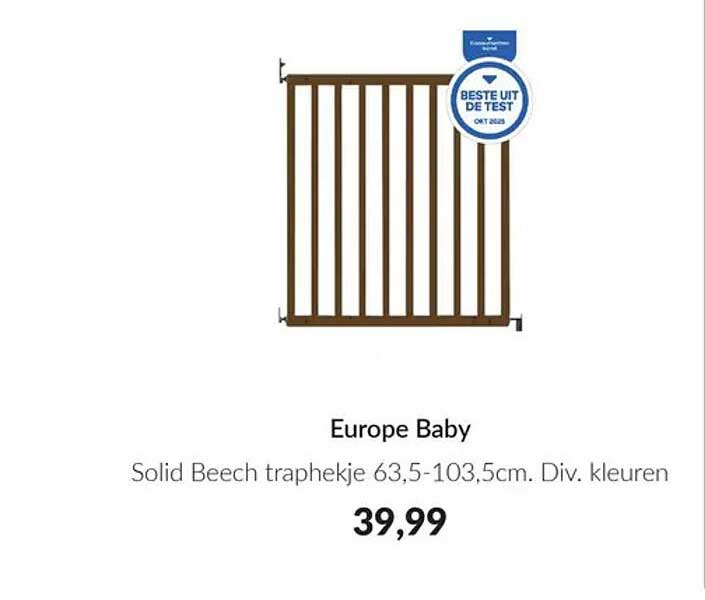 Europe Baby Solid Beech traphekje 63,5-103,5cm. Div. kleuren