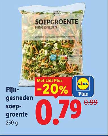 Fijn-gesneden soepgroente 250 g Met Lidl Plus -20%