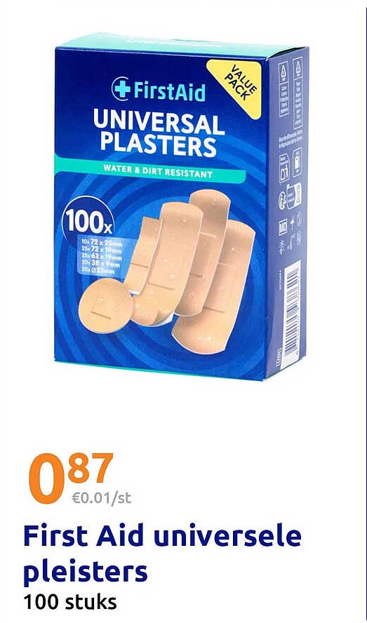 First Aid universele pleisters 100 stuks