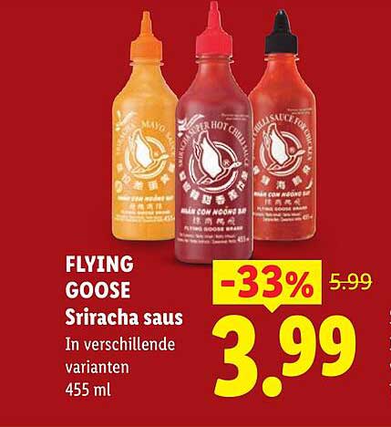 FLYING GOOSE Sriracha saus In verschillende varianten 455 ml