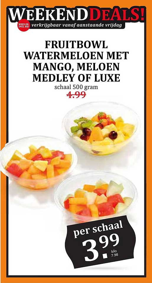FRUITBOWL WATERMELOEN MET MANGO, MELOEN MEDLEY OF LUXE schaal 500 gram