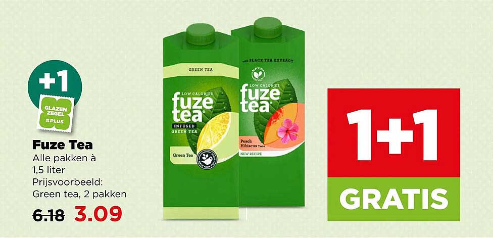 Fuze Tea Alle pakken à 1,5 liter 1+1 GRATIS
