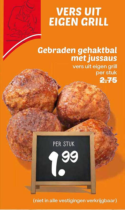 Gebraden gehaktbal met jussaus vers uit eigen grill per stuk