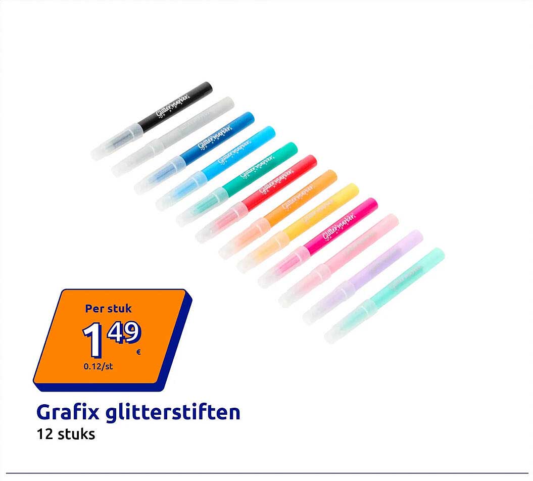 Grafix glitterstiften 12 stuks