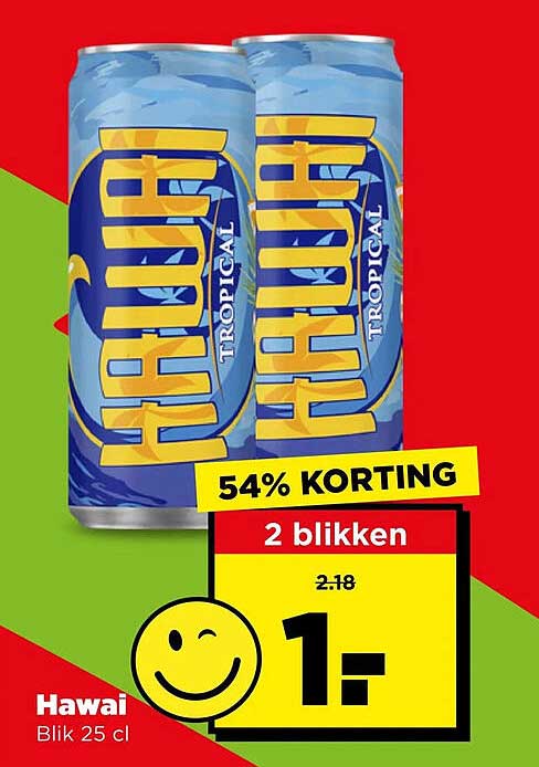 Hawai Blik 25 cl 54% KORTING 2 blikken