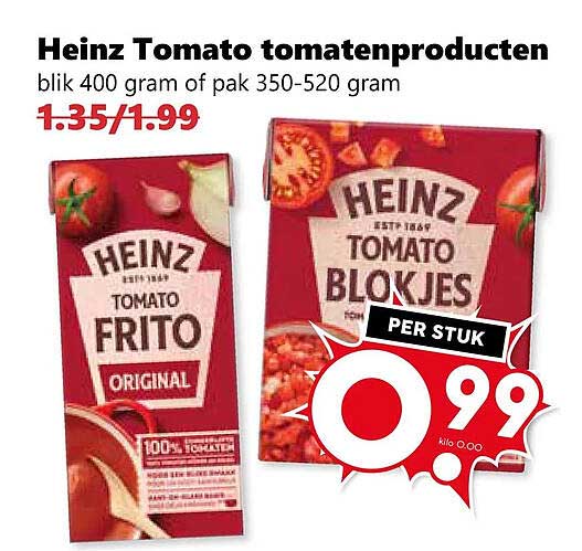 Heinz Tomato tomatenproducten blik 400 gram of pak 350-520 gram