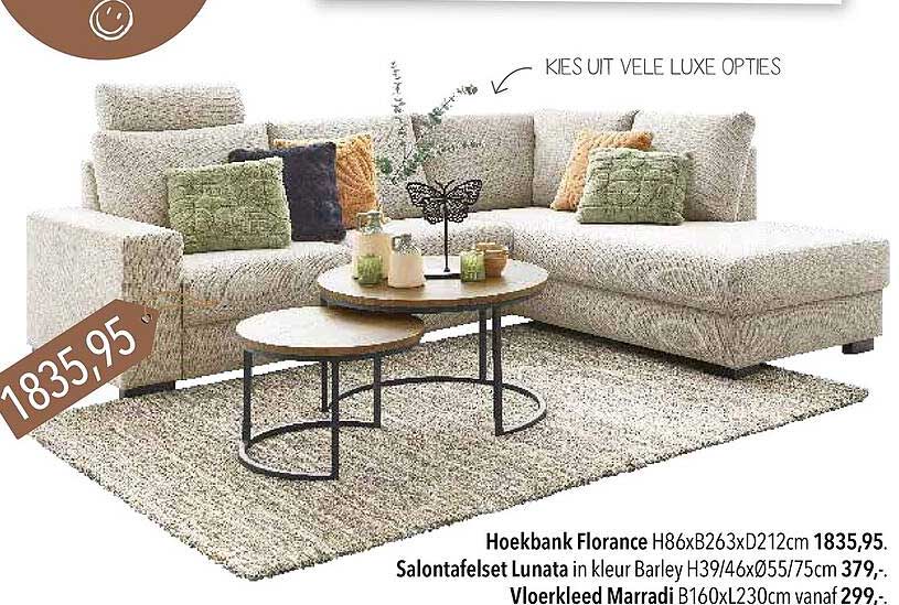 Hoekbank Florance H86xB263xD212cm