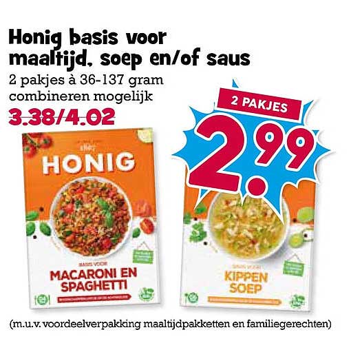 Honig basis voor maaltijd, soep en/of saus 2 pakjes