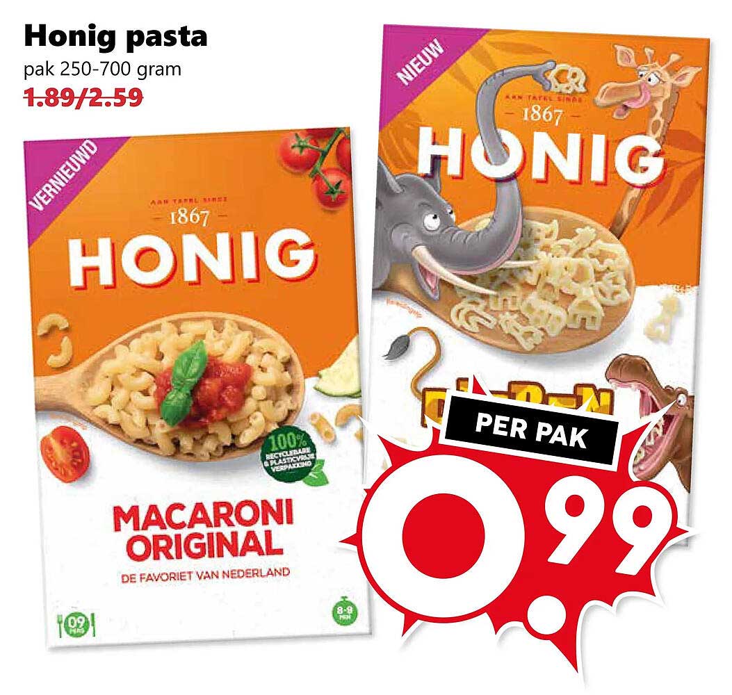 Honig pasta pak 250-700 gram