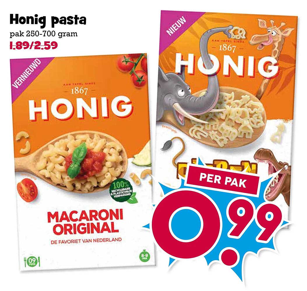 Honig pasta pak 250-700 gram