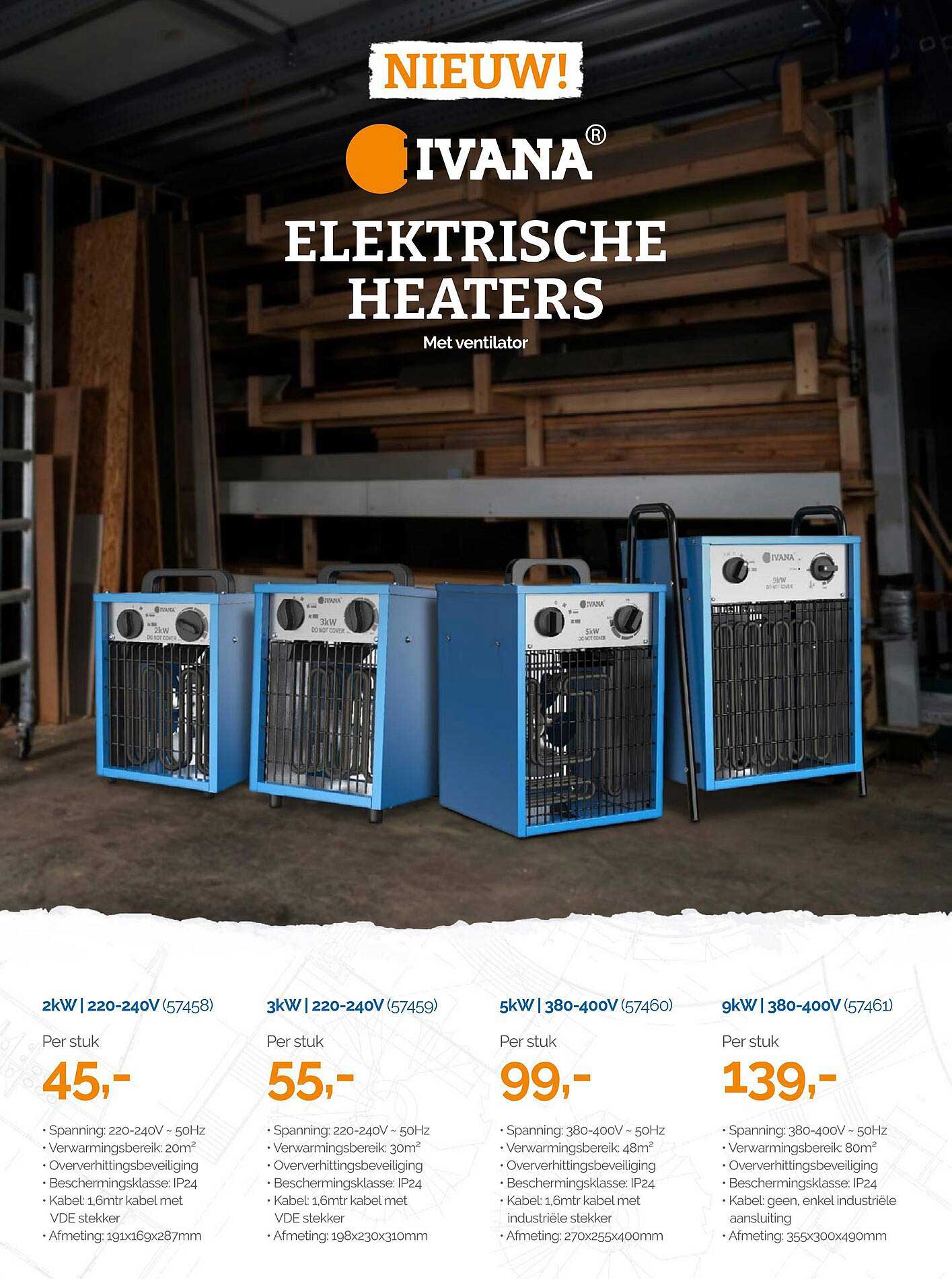 IVANA ELEKTRISCHE HEATERS Met ventilator