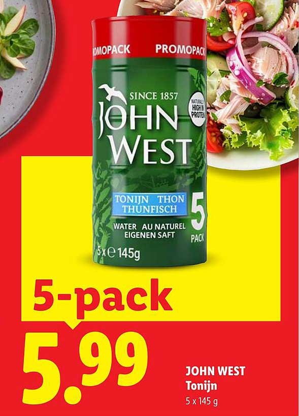 JOHN WEST Tonijn 5 x 145 g 5-pack