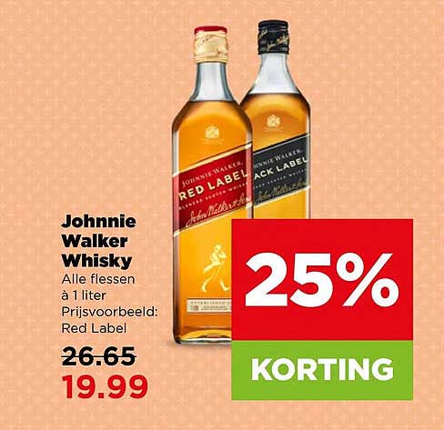 Johnnie Walker Whisky 25% korting