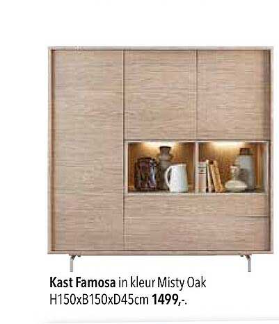 Kast Famosa in kleur Misty Oak H150xB150xD45cm