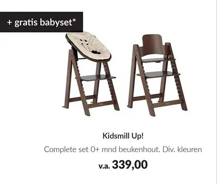 Kidsmill Up! Complete set 0+ mnd beukenhout. Div. kleuren + gratis babyset*
