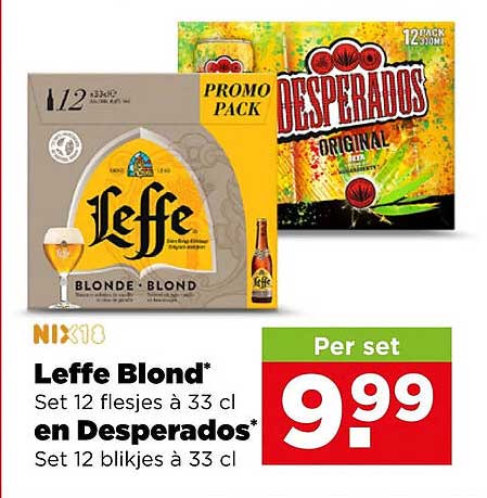 Leffe Blond* Set 12 flesjes à 33 cl en Desperados* Set 12 blikjes à 33 cl