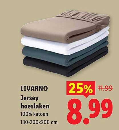LIVARNO Jersey hoeslaken 100% katoen 180-200x200 cm 25%