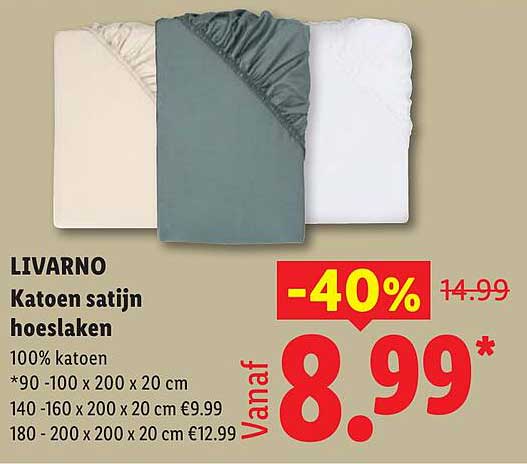 LIVARNO Katoen satijn hoeslaken -40%