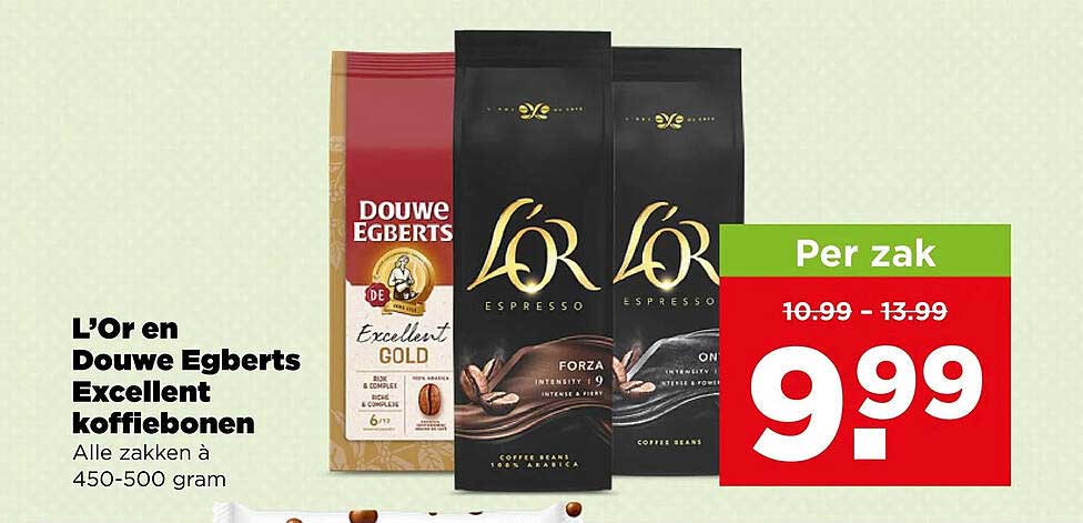 L’or en Douwe Egberts Excellent koffiebonen Alle zakken à 450-500 gram