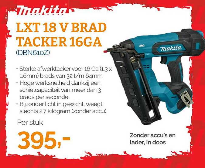LXT 18 V BRAD TACKER 16GA (DBN610Z)