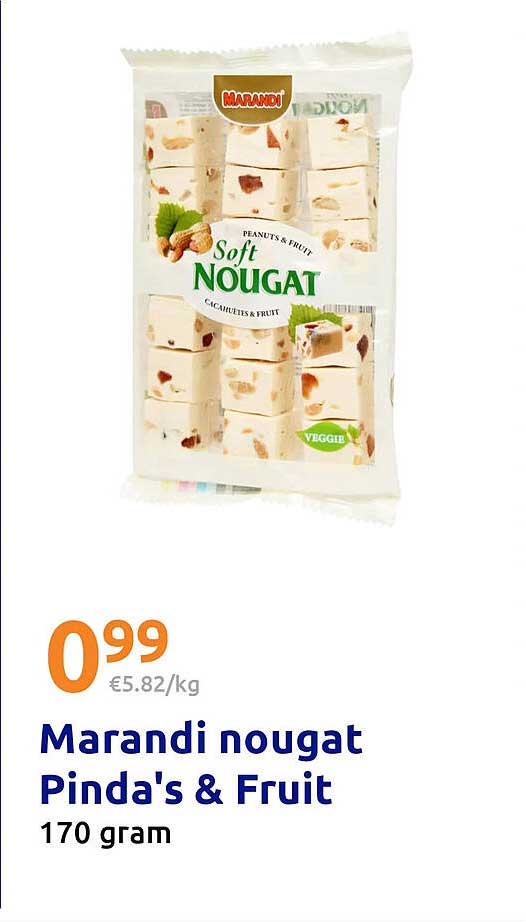 Marandi nougat Pinda's & Fruit 170 gram