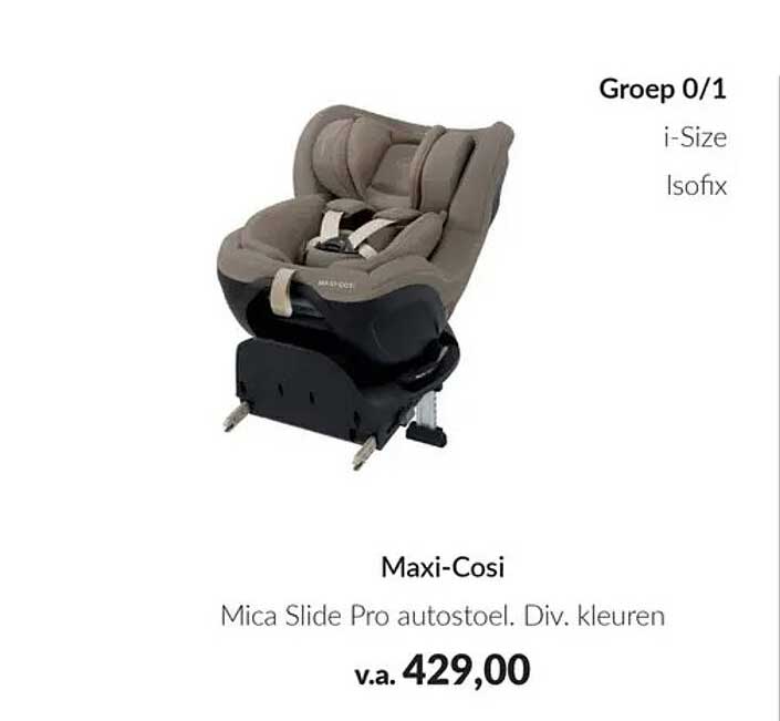 Maxi-Cosi Mica Slide Pro autostoel. Div. kleuren