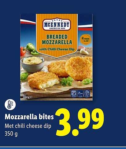 Mozzarella bites Met chili cheese dip 350 g