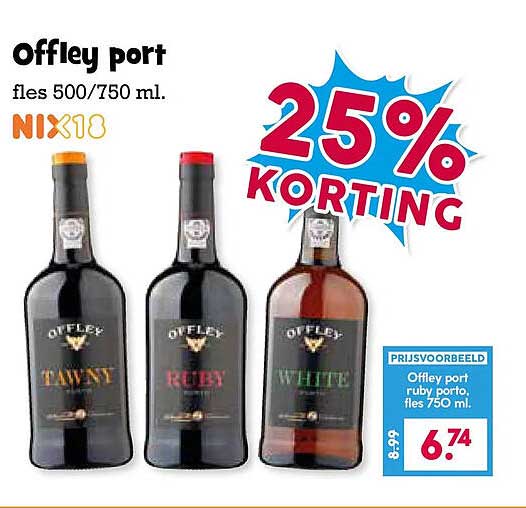 Offley port fles 500/750 ml. NIX18 25% KORTING