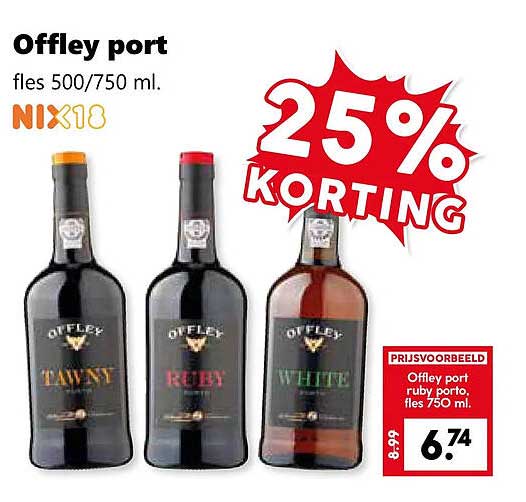Offley port fles 500/750 ml. NIX18 25% KORTING