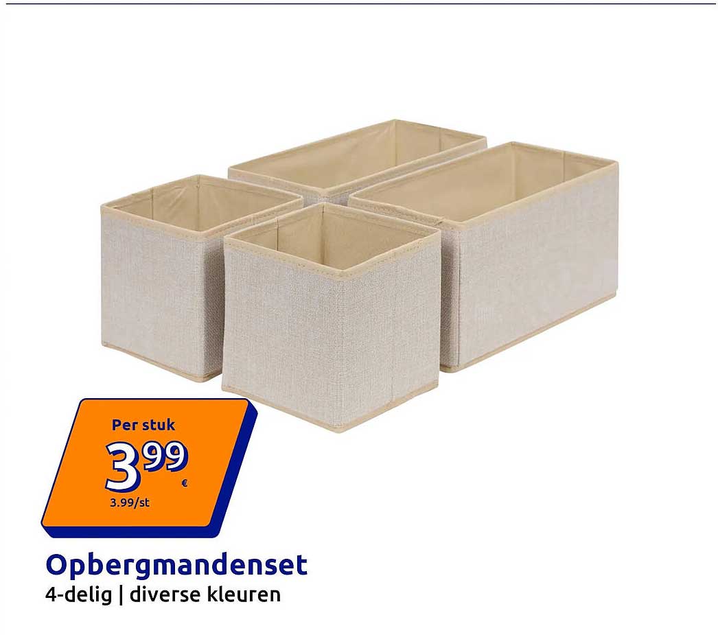 Opbergmandenset 4-delig | diverse kleuren