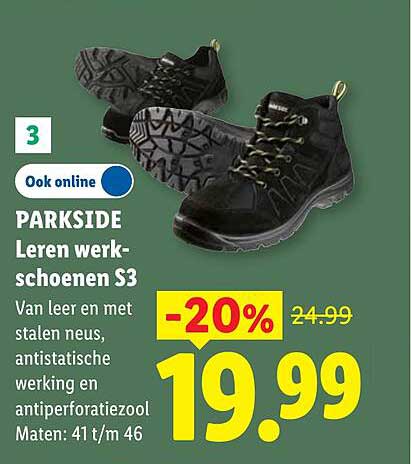 PARKSIDE Leren werkschoenen S3 -20%
