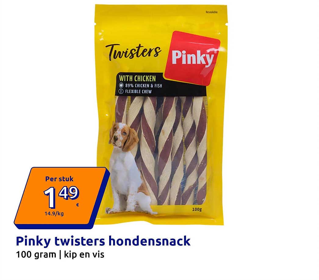 Pinky twisters hondensnack 100 gram | kip en vis