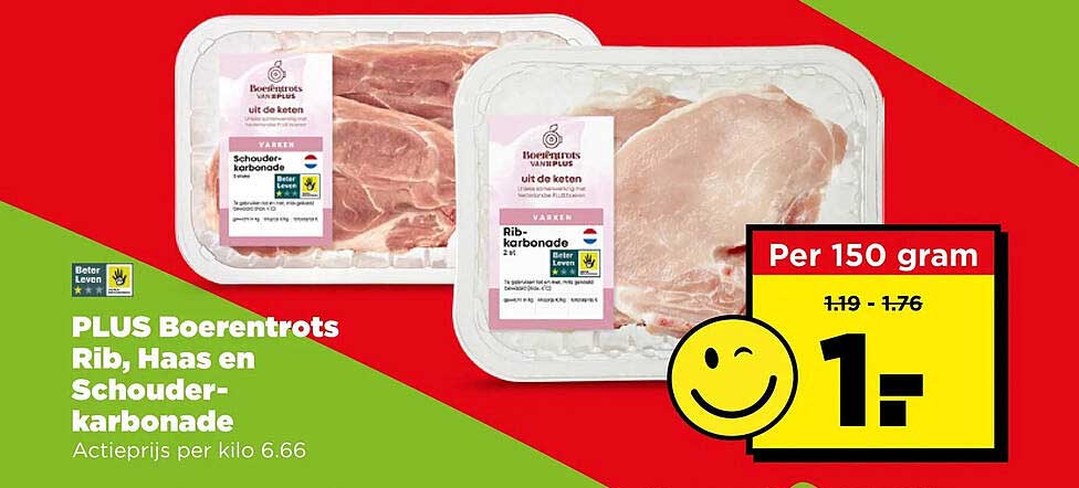 PLUS Boerentrots Rib, Haas en Schouderkarbonade