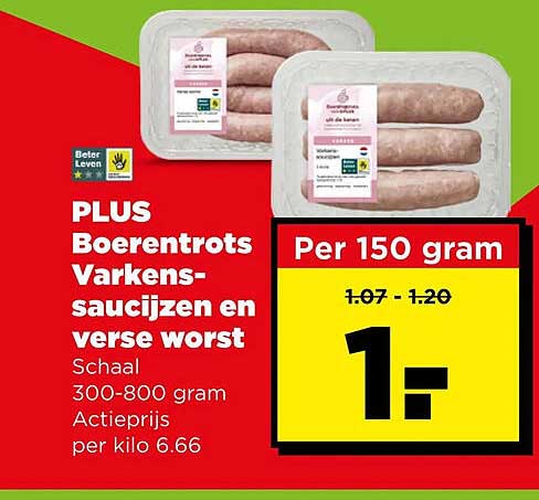 PLUS Boeren­trots Varkens-saucijzen en verse worst