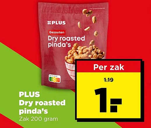 PLUS Dry roasted pinda's Zak 200 gram