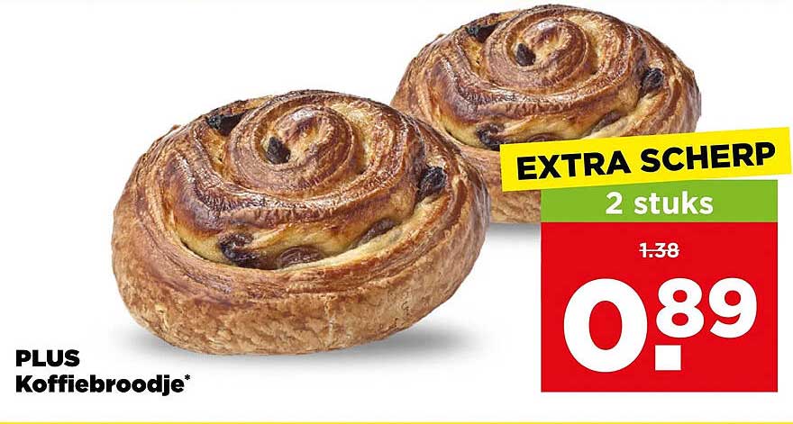 PLUS Koffiebroodje* EXTRA SCHERP 2 stuks