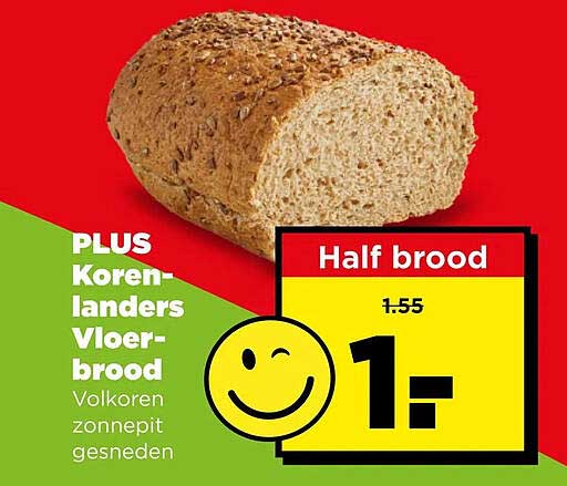 PLUS Korenlanders Vloerbrood Volkoren zonnebloem pit gesneden